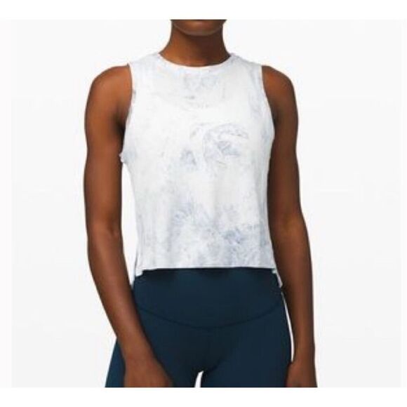 Lululemon Train to Be Tank Tie Dye Blue White Size Large - Picture 1 of 6